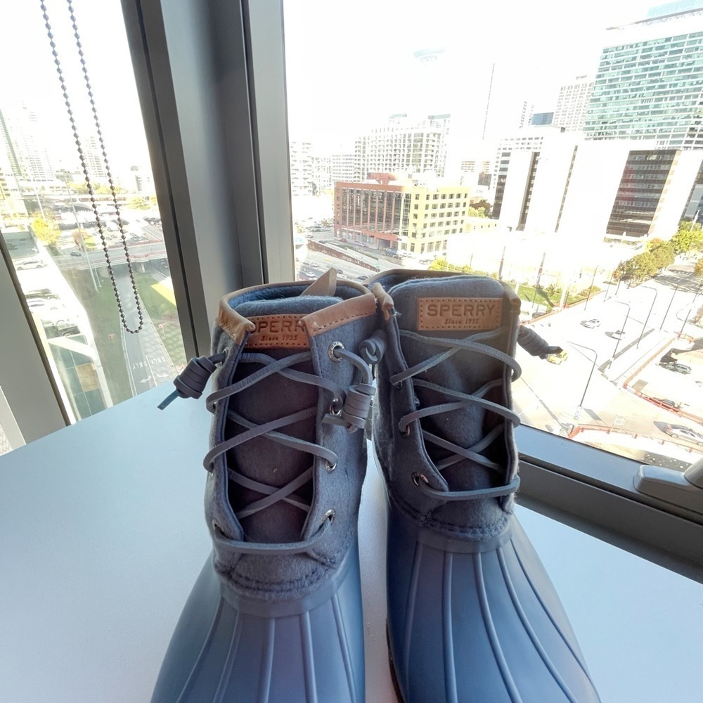 Sperry Top-Sider Saltwater Ankle Rubber Rain Snow Duck Boots Wool Lined Size 7 - Picture 4 of 6